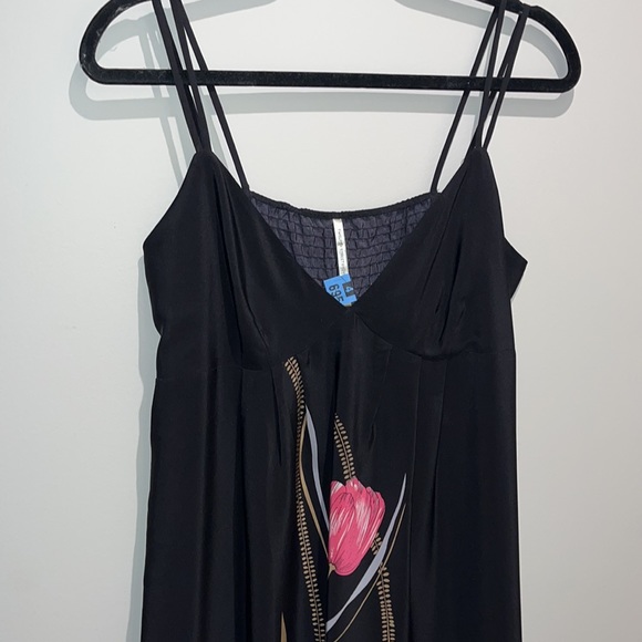 100% SILK Black Floral Dress - Picture 5 of 5